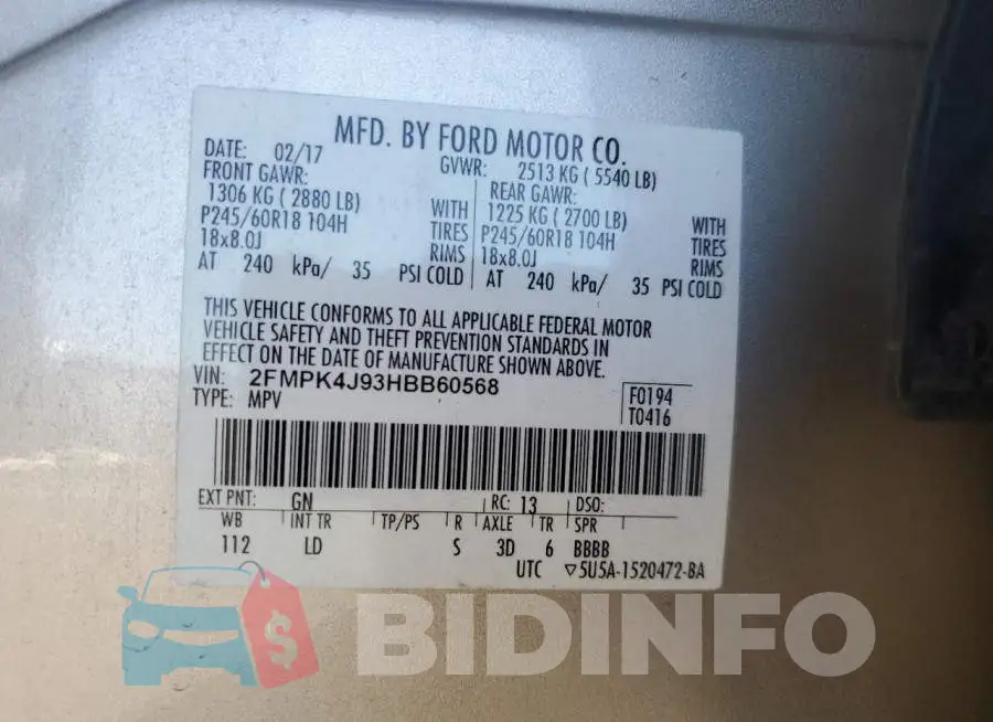 2FMPK4J93HBB60568 Photo# 13