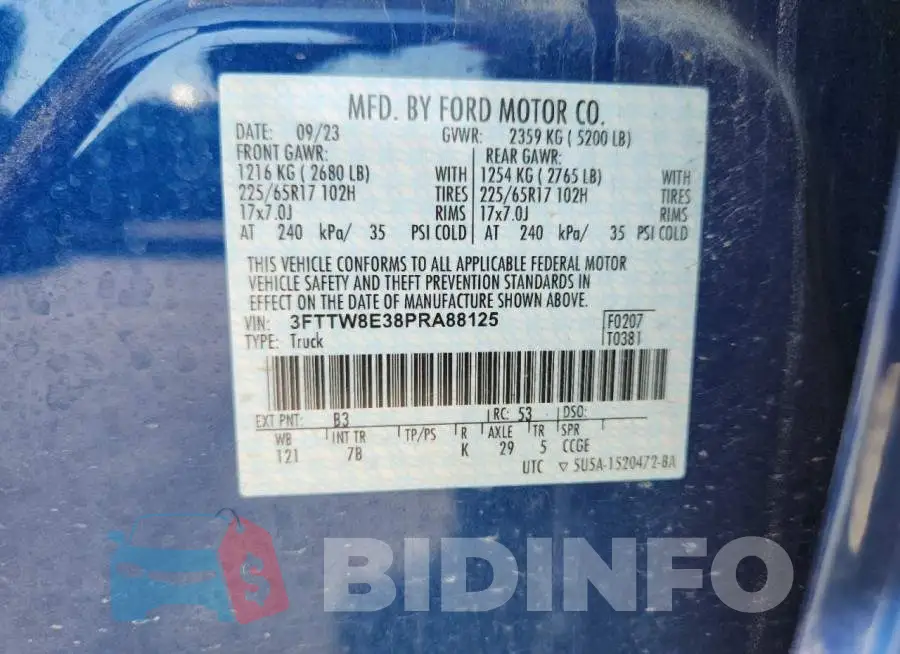 3FTTW8E38PRA88125 Photo# 12