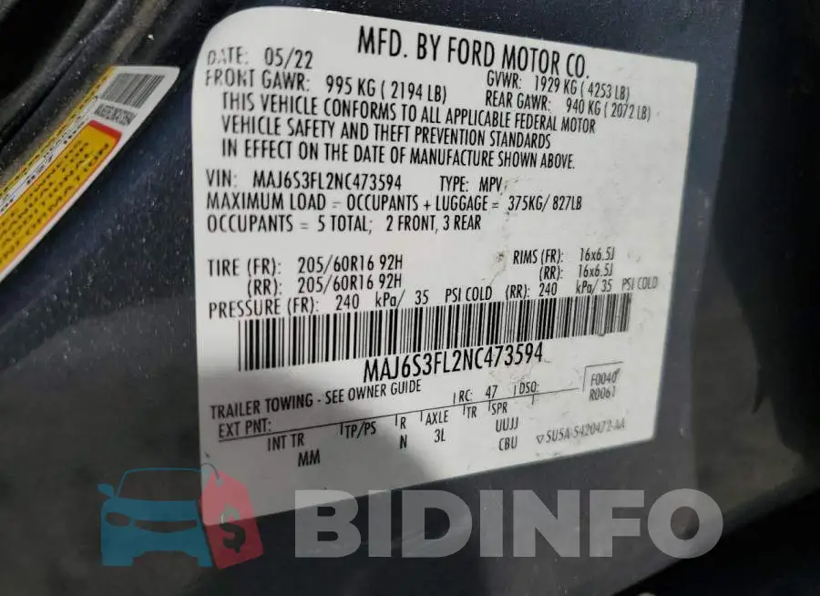 MAJ6S3FL2NC473594 Photo# 13