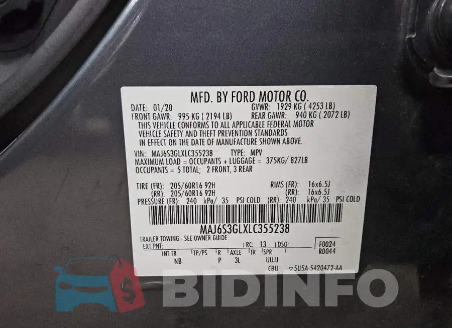 MAJ6S3GLXLC355238 Photo# 12