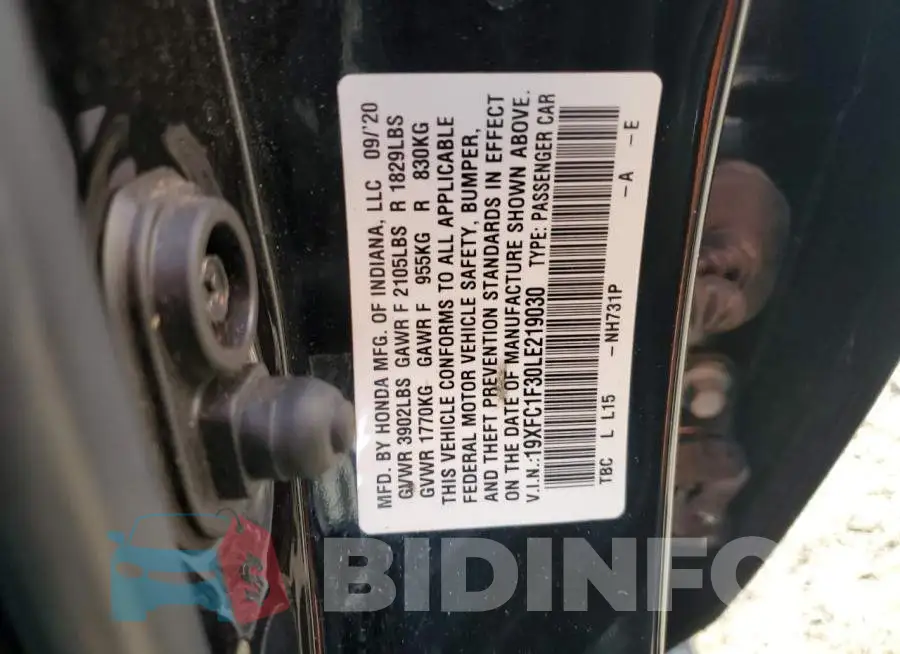 19XFC1F30LE219030 Photo# 12