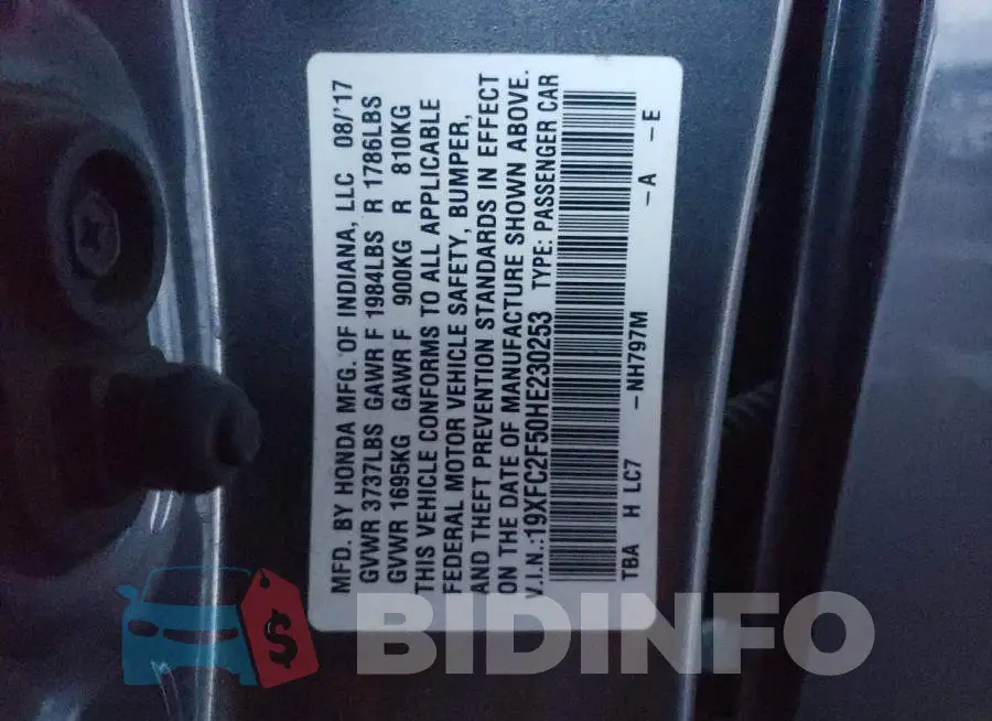 19XFC2F50HE230253 Photo# 13