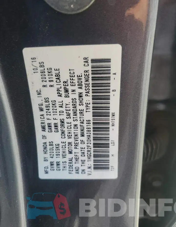 1HGCR2F30HA089186 Photo# 13