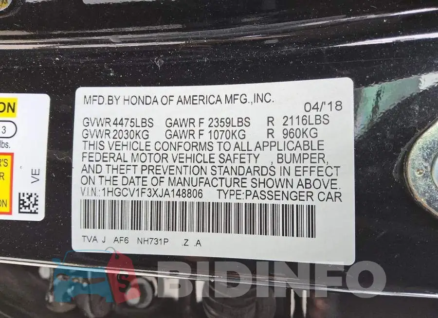 1HGCV1F3XJA148806 Photo# 12
