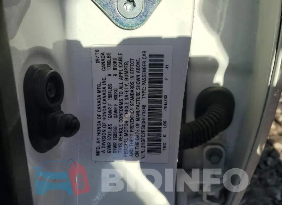 2HGFC2F5XGH573348 Photo# 12