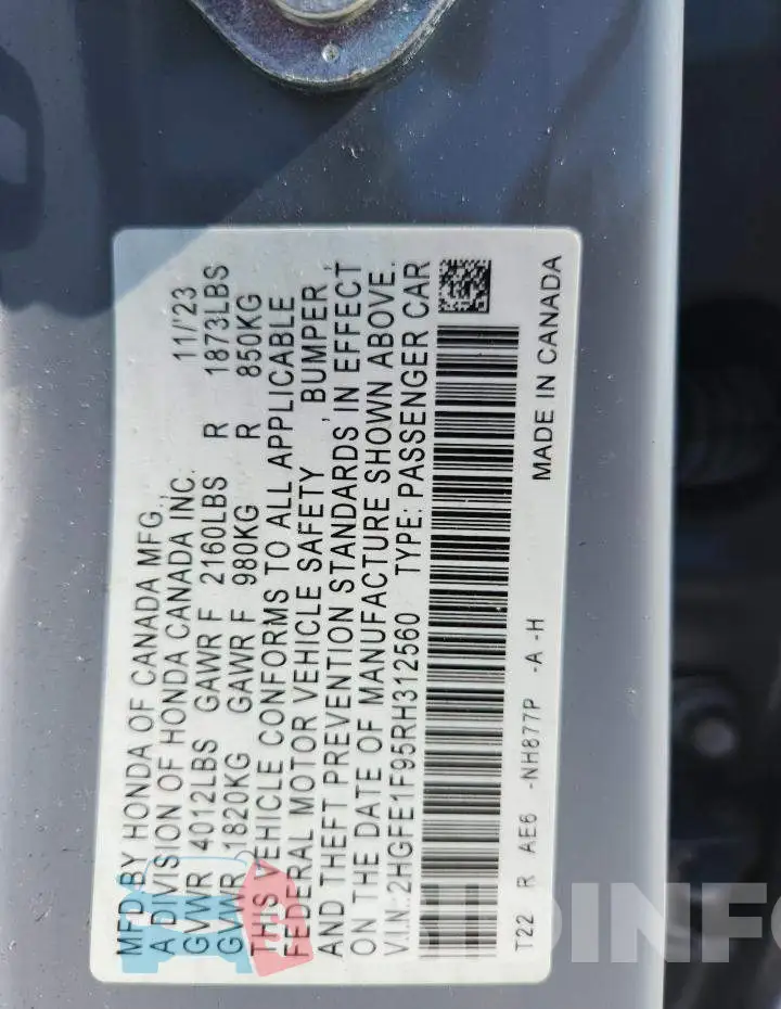 2HGFE1F95RH312560 Photo# 12