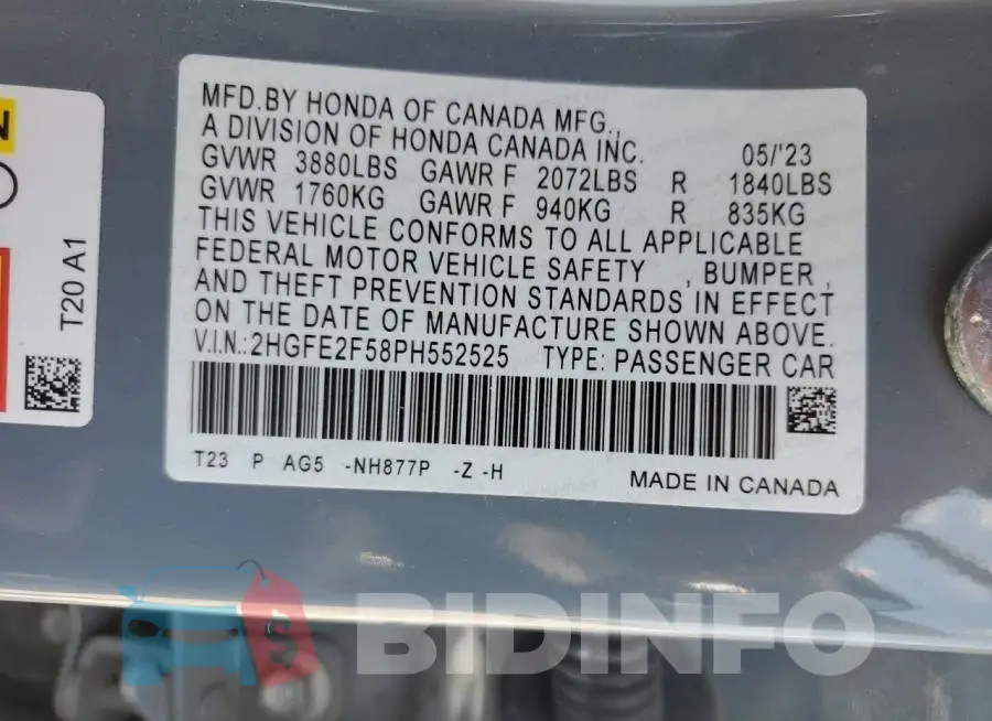2HGFE2F58PH552525 Photo# 12