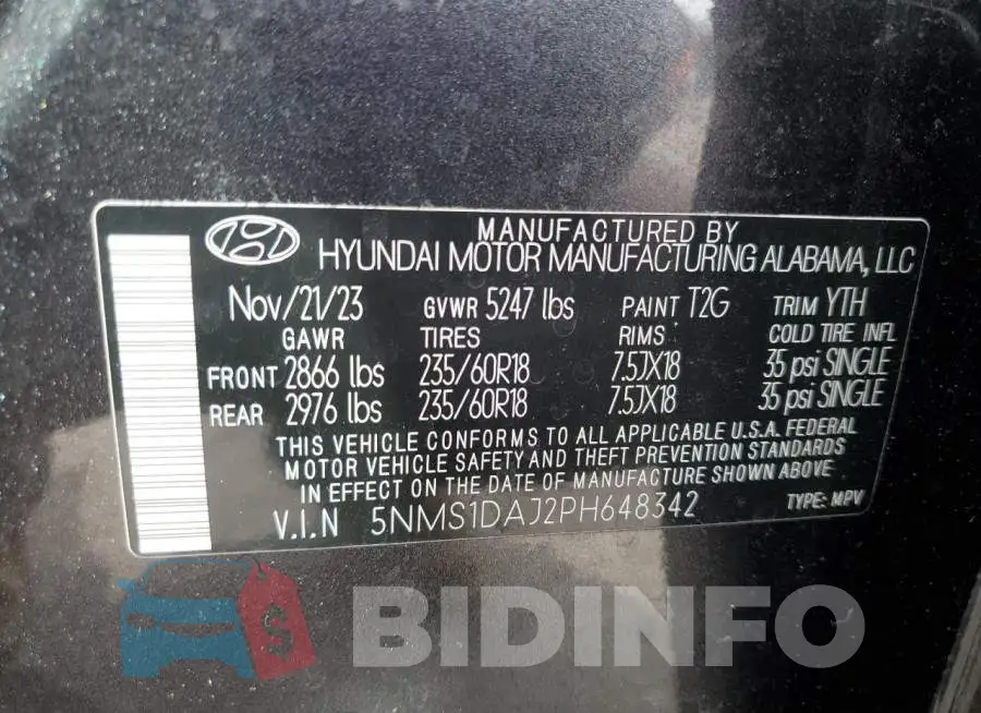 5NMS1DAJ2PH648342 Photo# 13