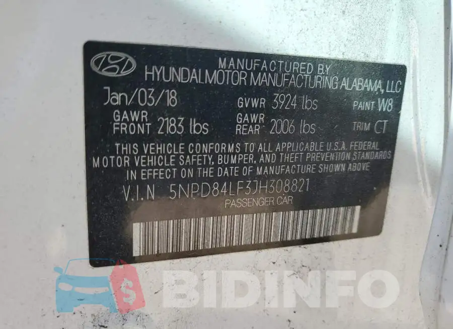 5NPD84LF3JH308821 Photo# 13