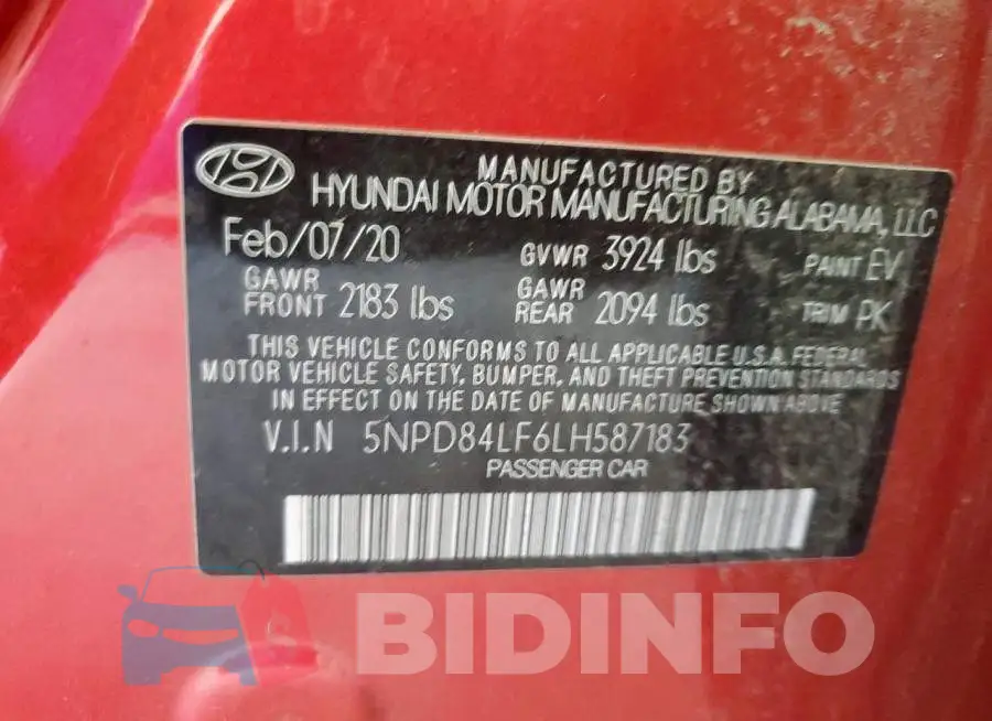5NPD84LF6LH587183 Photo# 12