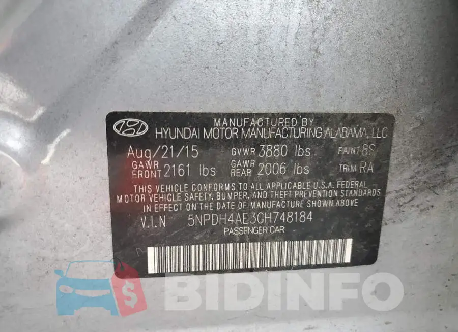 5NPDH4AE3GH748184 Photo# 12