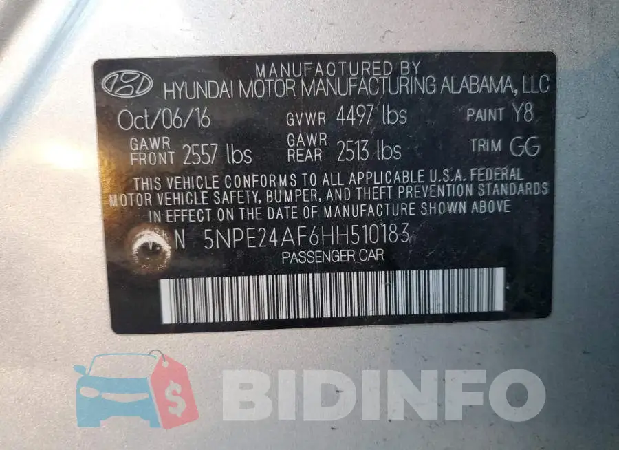 5NPE24AF6HH510183 Photo# 12
