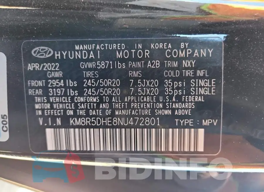 KM8R5DHE8NU472801 Photo# 13