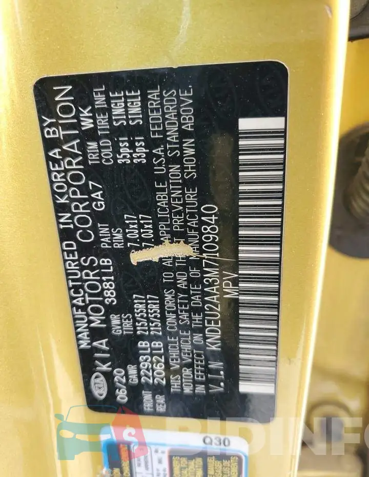 KNDEU2AA3M7109840 Photo# 13