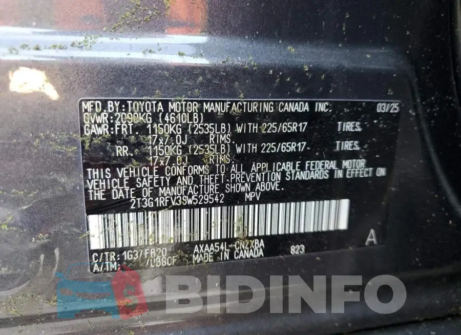 2T3G1RFV3SW529542 Photo# 13