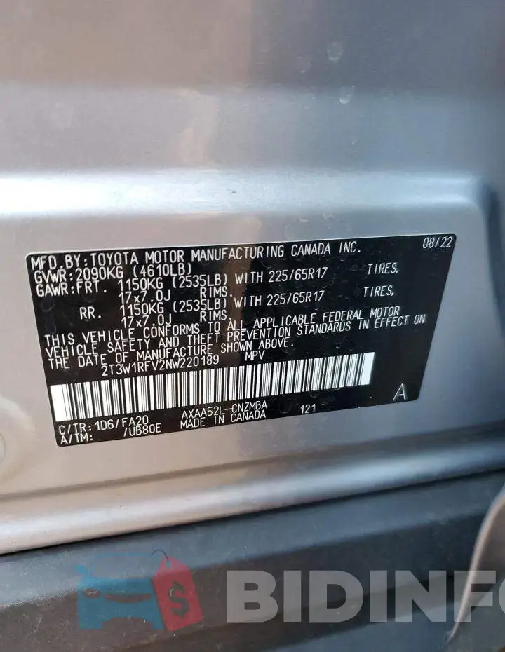 2T3W1RFV2NW220189 Photo# 13