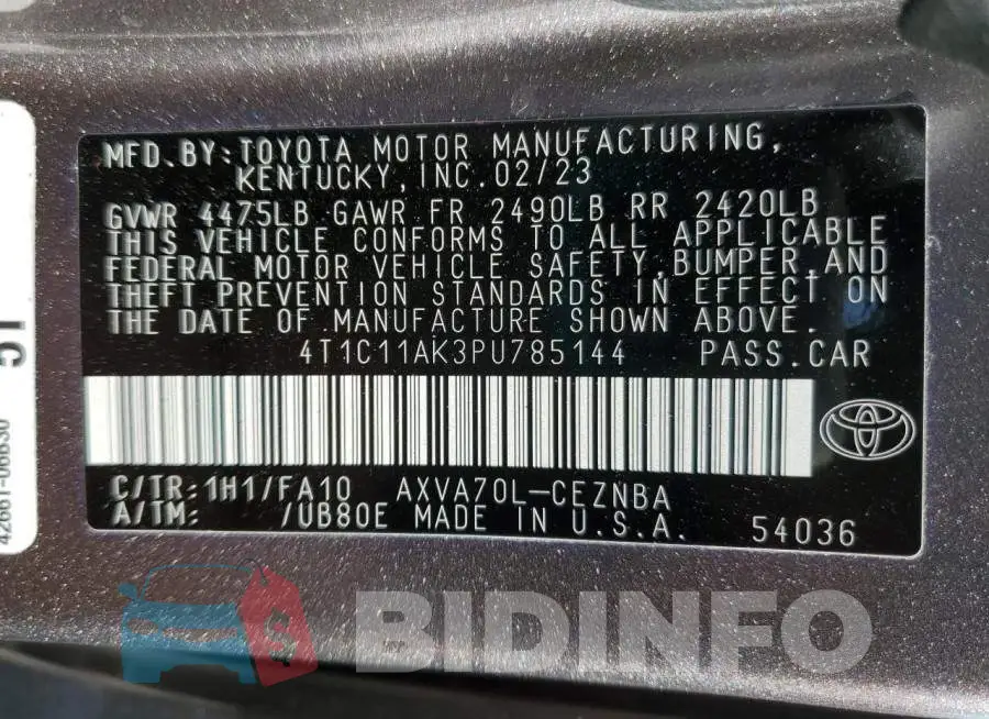 4T1C11AK3PU785144 Photo# 13