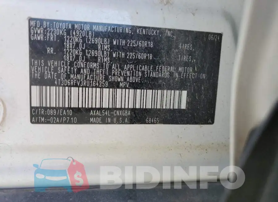 4T3D6RFV3RU164259 Photo# 13