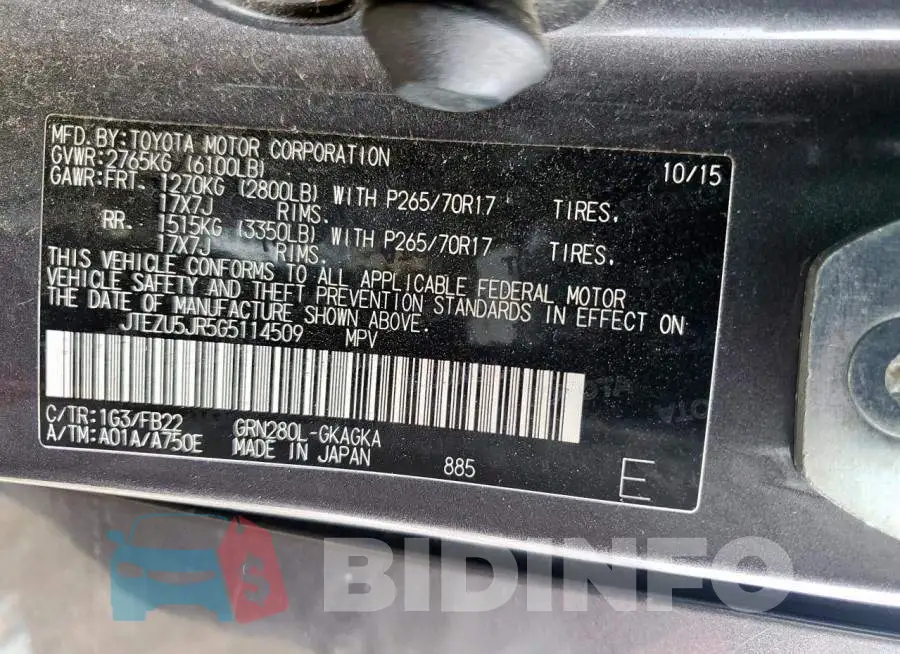 JTEZU5JR5G5114509 Photo# 13