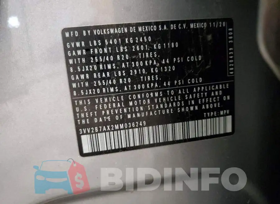 3VV2B7AX2MM036249 Photo# 13