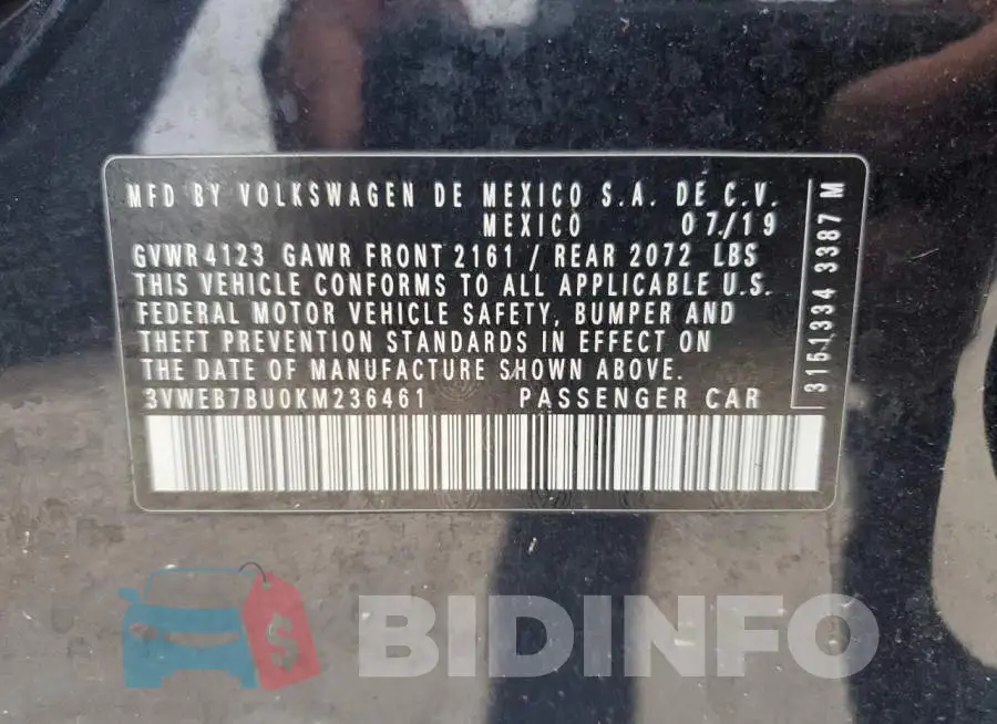 3VWEB7BU0KM236461 Photo# 12