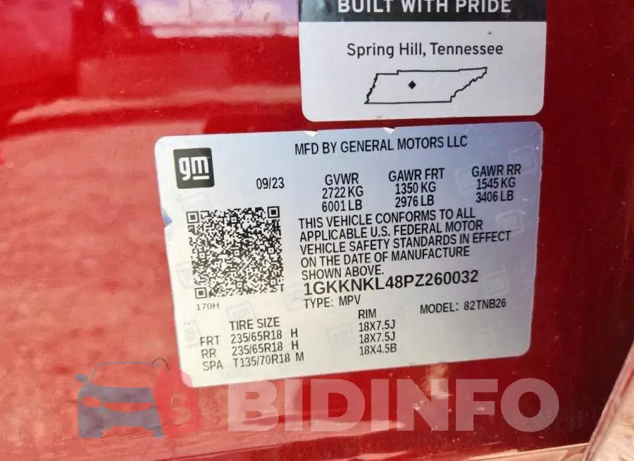 1GKKNKL48PZ260032 Photo# 14