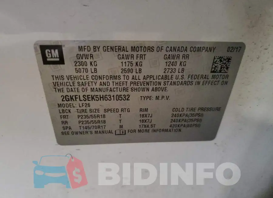 2GKFLSEK5H6310532 Photo# 13