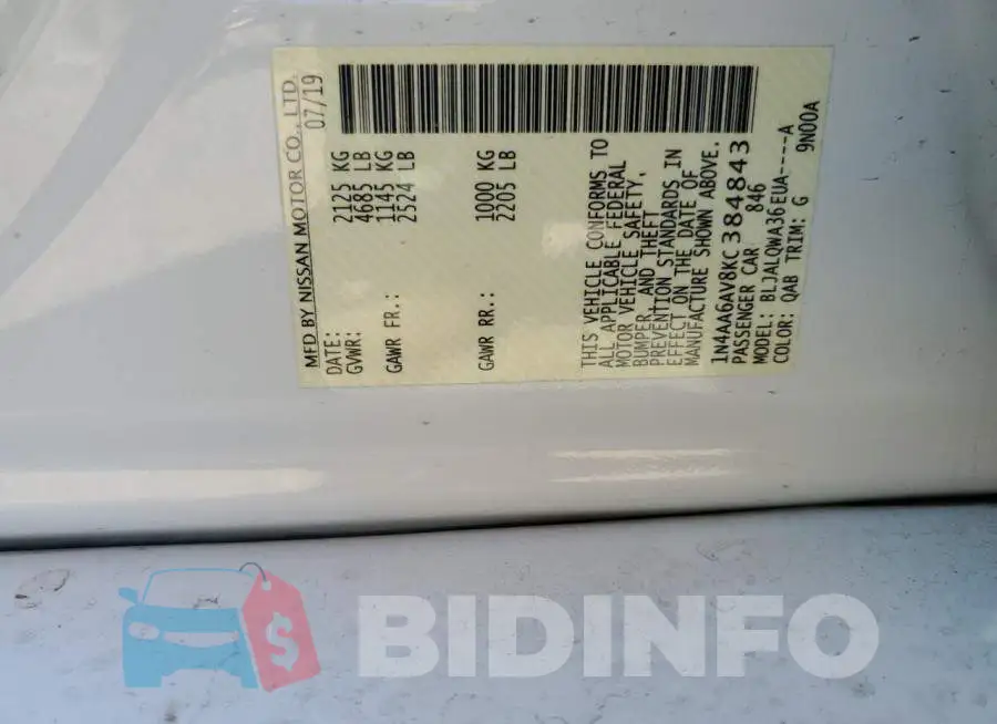 1N4AA6AV8KC384843 Photo# 12