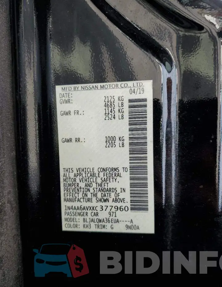 1N4AA6AVXKC377960 Photo# 12