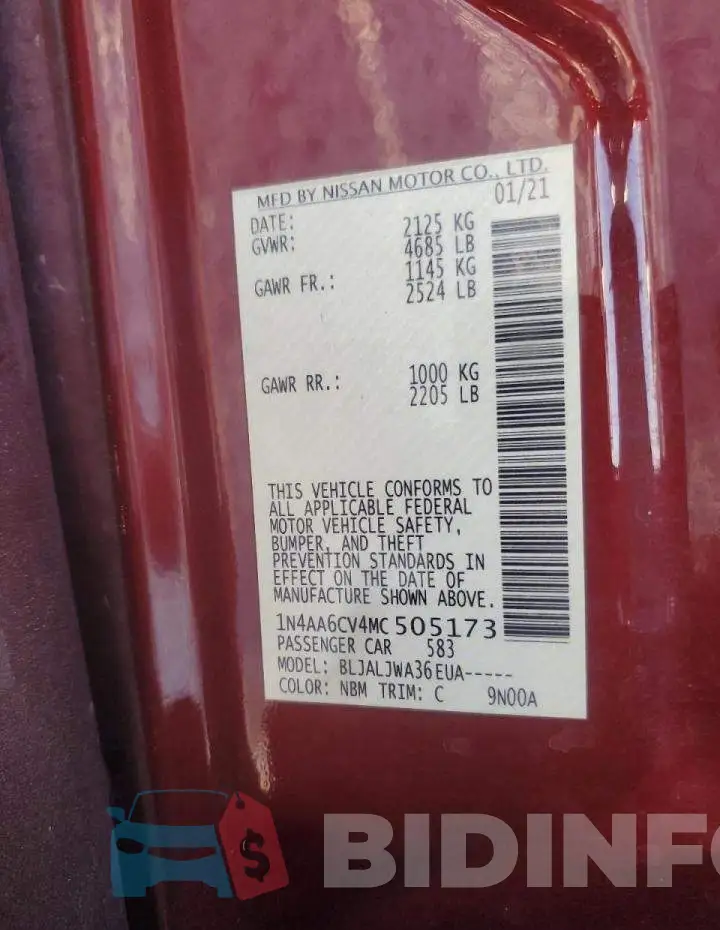 1N4AA6CV4MC505173 Photo# 13