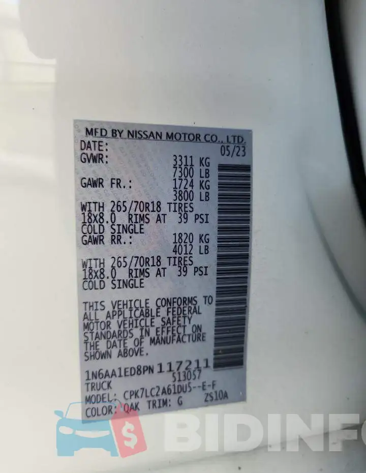 1N6AA1ED8PN117211 Photo# 13