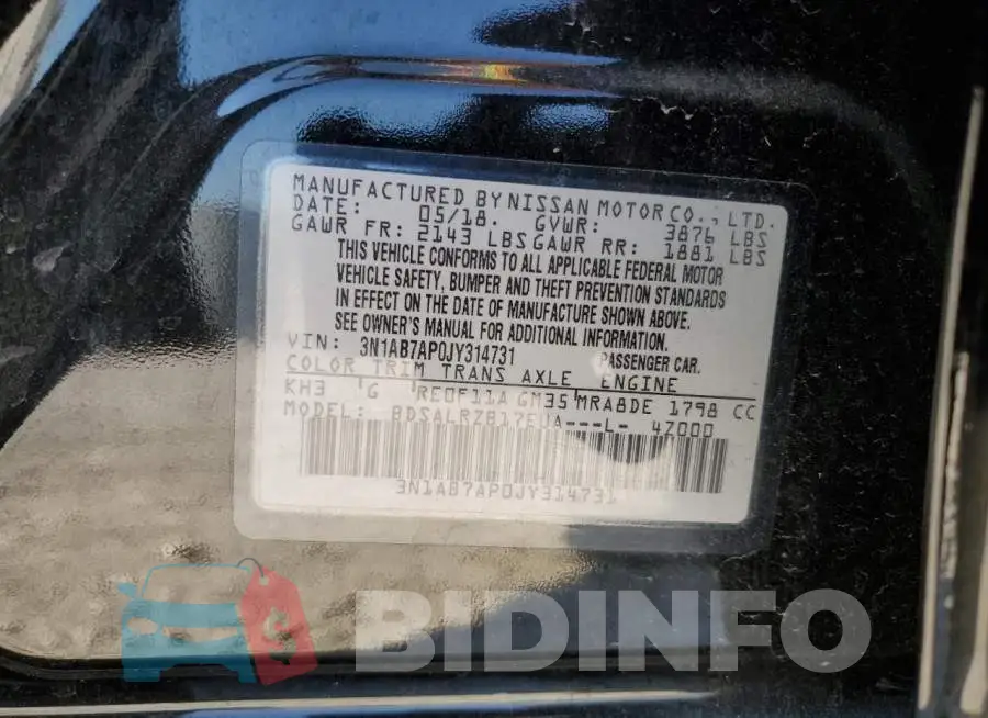 3N1AB7AP0JY314731 Photo# 12