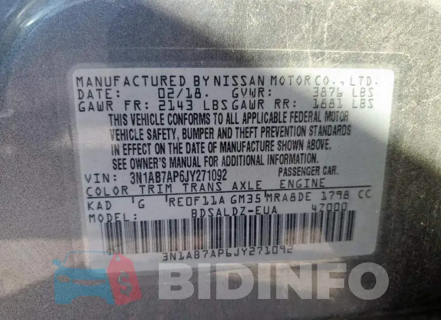 3N1AB7AP6JY271092 Photo# 12