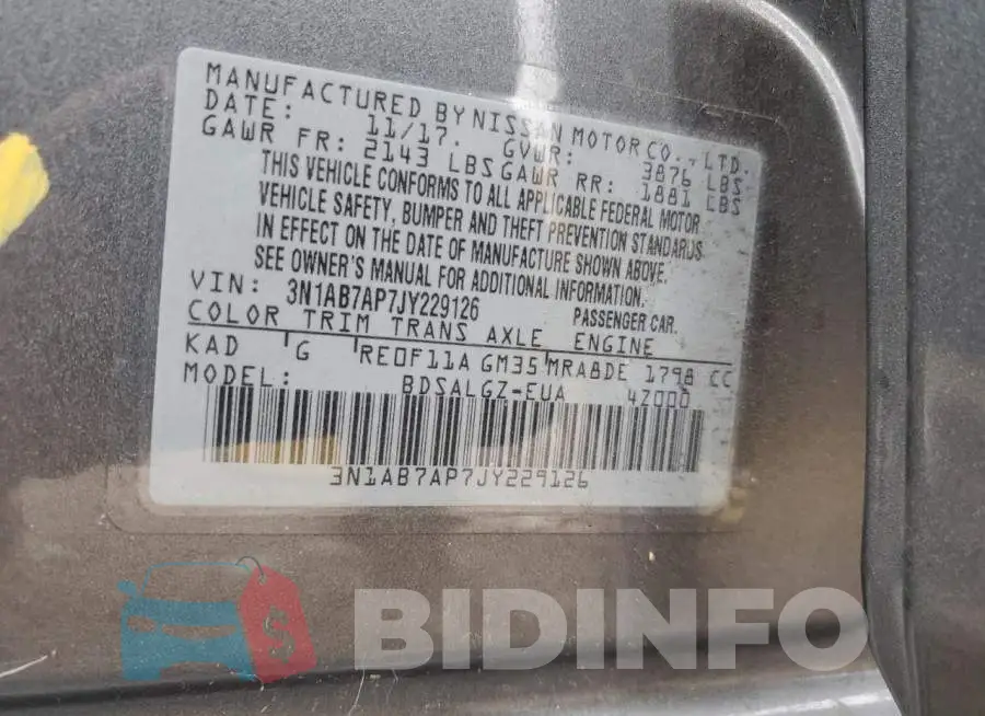 3N1AB7AP7JY229126 Photo# 13