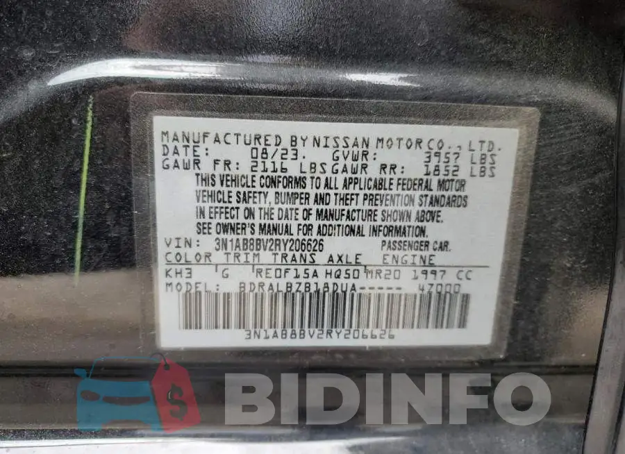 3N1AB8BV2RY206626 Photo# 13