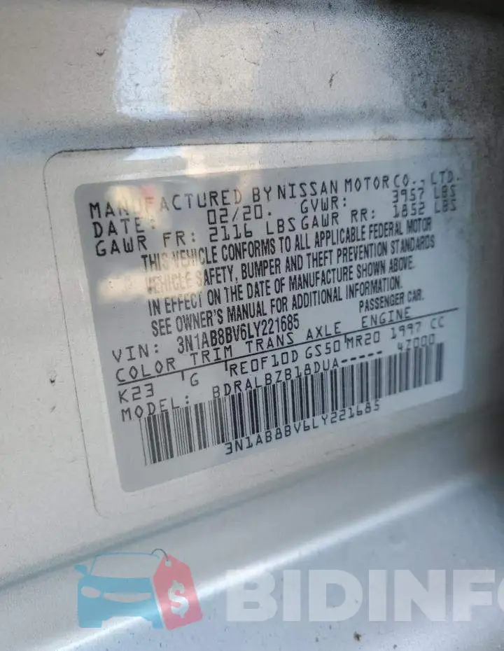 3N1AB8BV6LY221685 Photo# 13