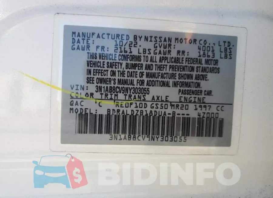 3N1AB8CV9NY303055 Photo# 12