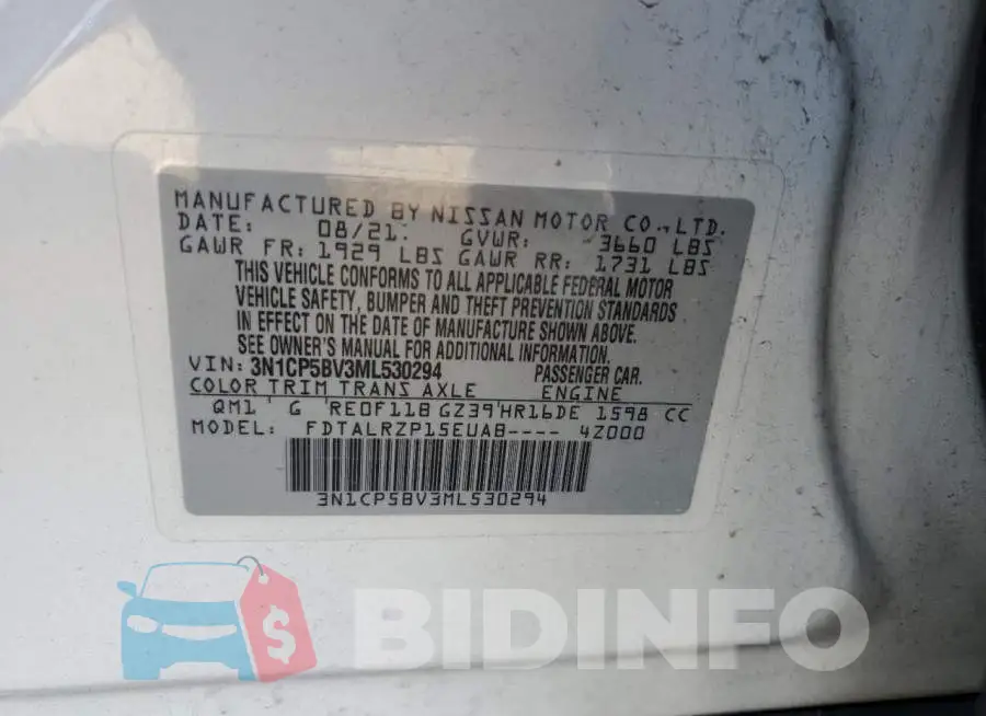 3N1CP5BV3ML530294 Photo# 13