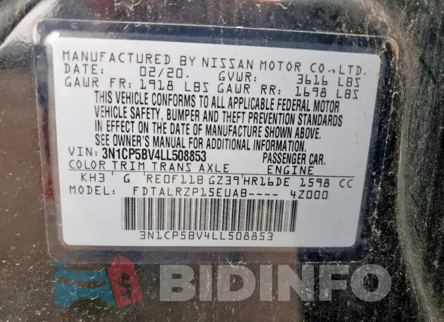 3N1CP5BV4LL508853 Photo# 13