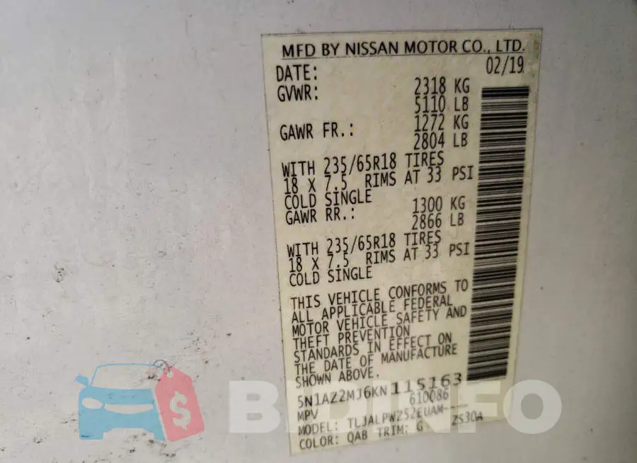 5N1AZ2MJ6KN115163 Photo# 12