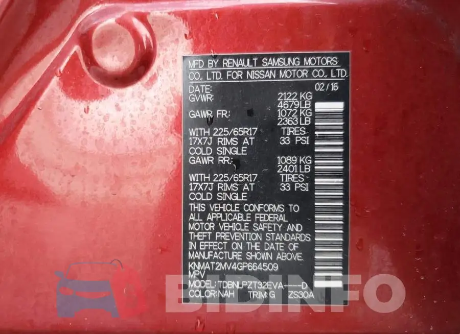 KNMAT2MV4GP664509 Photo# 13