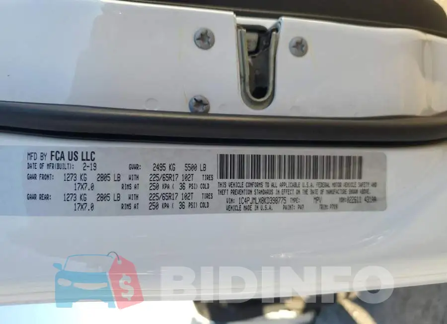 1C4PJMLX8KD398775 Photo# 13