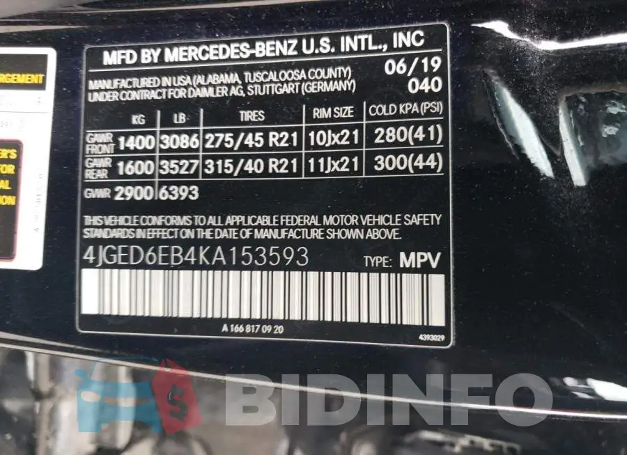 4JGED6EB4KA153593 Photo# 12