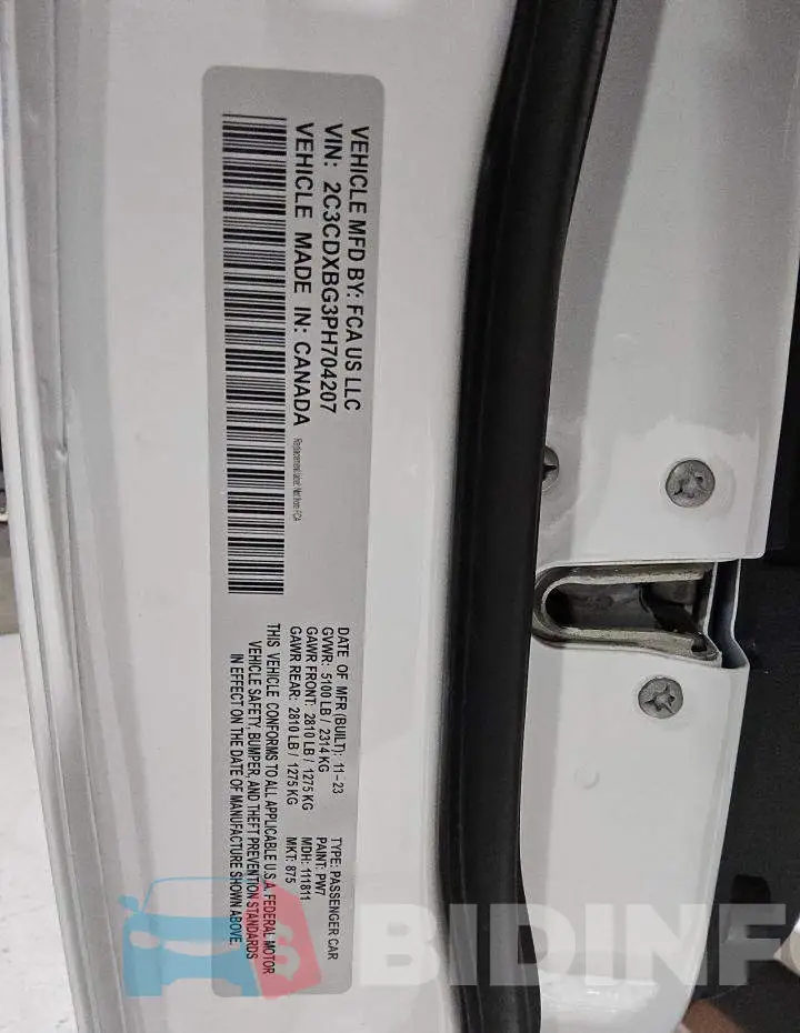 2C3CDXBG3PH704207 Photo# 13