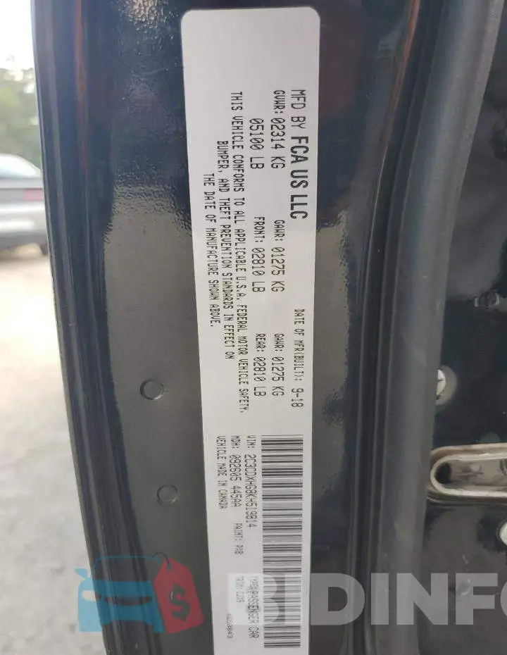 2C3CDXHG8KH519814 Photo# 12