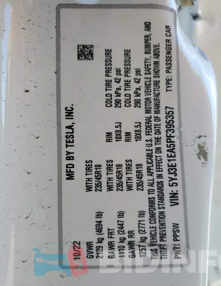 5YJ3E1EA5PF395357 Photo# 12