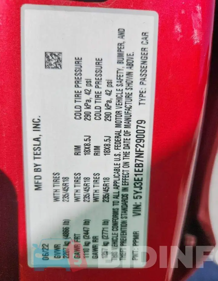 5YJ3E1EB7NF290079 Photo# 13