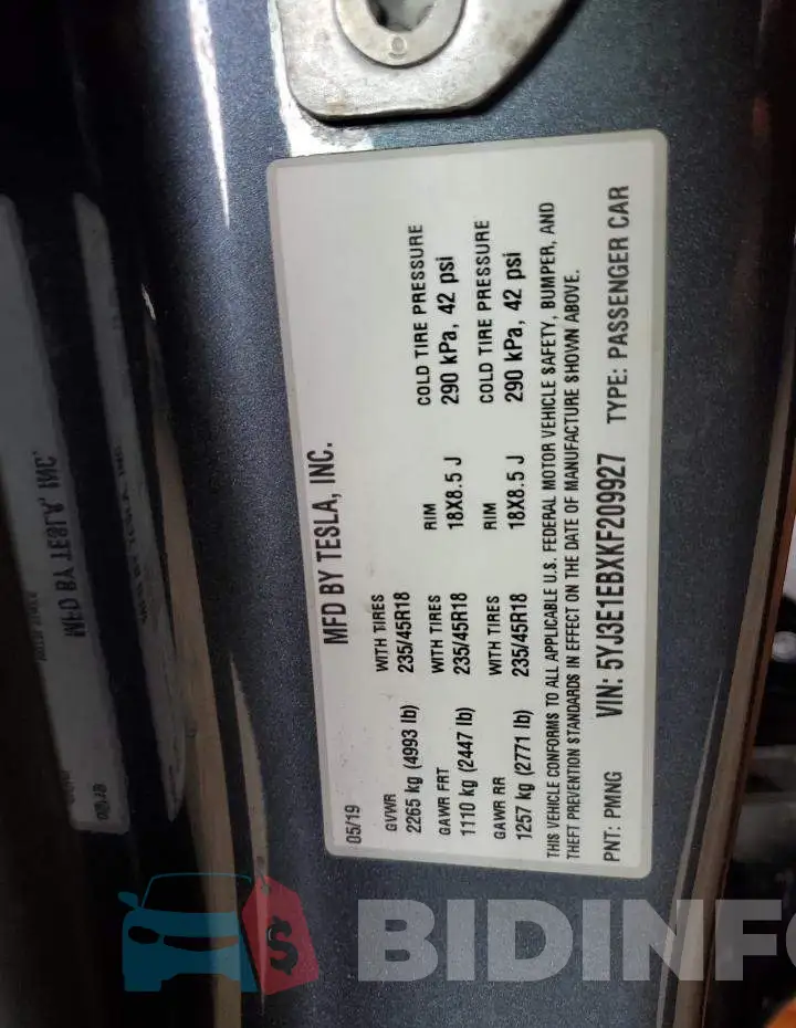 5YJ3E1EBXKF209927 Photo# 12