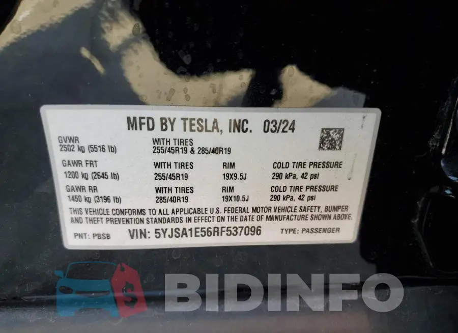 5YJSA1E56RF537096 Photo# 12