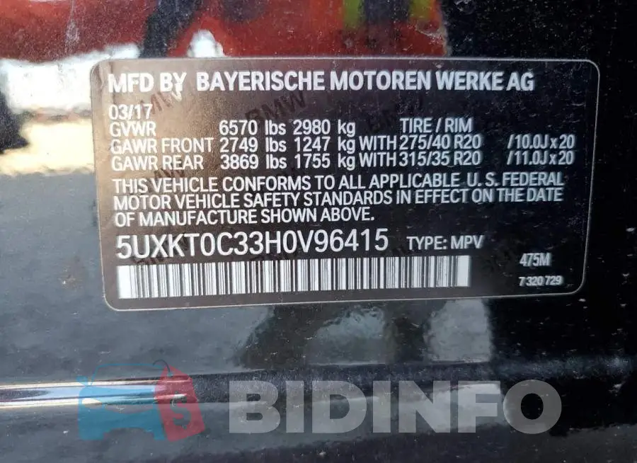5UXKT0C33H0V96415 Photo# 12